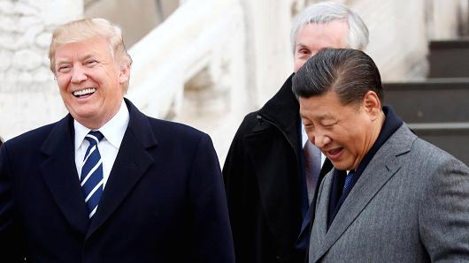 President Donald Trump visits the Forbidden City with ChinaÕs President Xi Jinping in Beijing, China, November 8, 2017.