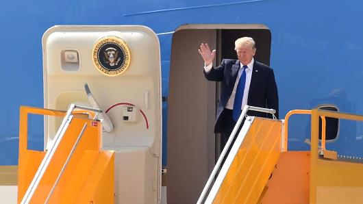 President Donald Trump arrives in the central Vietnamese city of Danang for the Asia-Pacific Economic Cooperation Summit  on November 10, 2017.