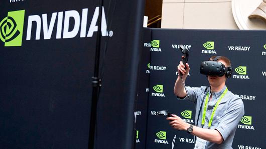 Rodolfo Campos uses a virtual reality headset during a NASA Hybrid Reality Lab demonstration at the NVIDIA GPU Technology Conference, which showcases artificial intelligence, deep learning, virtual reality and autonomous machines, in Washington, DC, November 1, 2017.