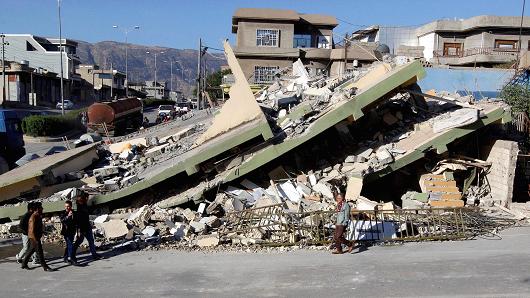Collapsed building is seen in the town of Darbandikhan, near the city of Sulaimaniyah, in the semi-autonomous Kurdistan region, Iraq.