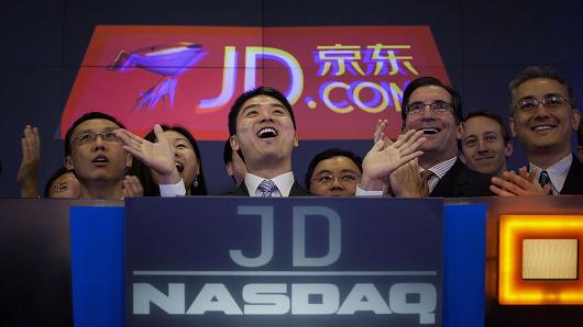 Richard Liu, founder and chairman of JD.com, during an IPO ceremony at the Nasdaq MarketSite in New York, U.S., on May 22, 2014.