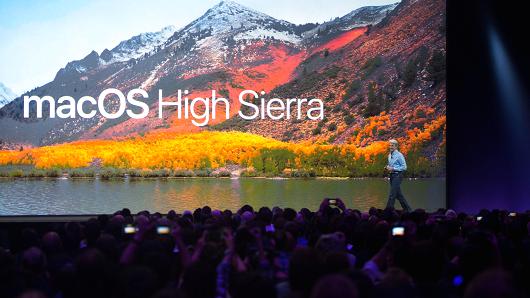 Apple's Senior Vice President of Software Engineering Craig Federighi introduces macOS High Sierra during Apple's World Wide Developers Conference in San Jose, California on June 05, 2017.