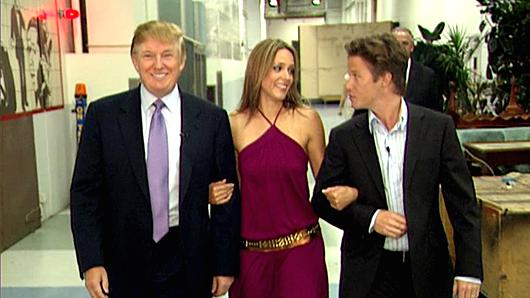 A 2005 frame from a video with Donald Trump (L), Arianne Zucker (C) and Billy Bush.