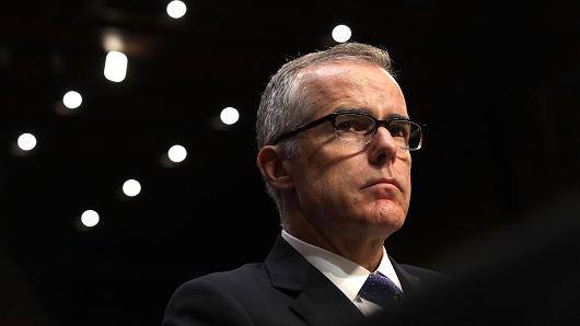 Acting FBI Director Andrew McCabe testifies before the Senate Intelligence Committee with the other heads of the U.S. intelligence agencies in the Hart Senate Office Building on Capitol Hill May 11, 2017 in Washington, DC.