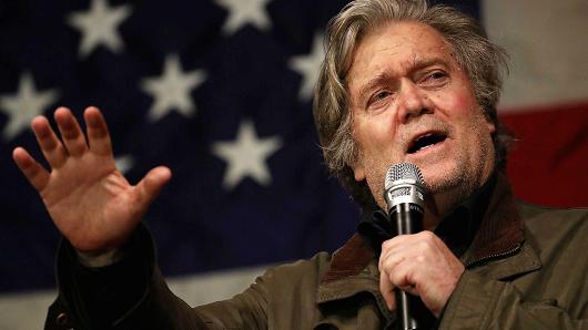 Steve Bannon speaks before introducing Republican Senatorial candidate Roy Moore during a campaign event at Oak Hollow Farm on December 5, 2017 in Fairhope, Alabama.