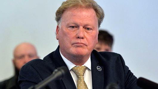 In this Tuesday, Dec. 12, 2017, file photo, Kentucky State Rep. Republican Dan Johnson addresses the public from his church regarding sexual assault allegations in Louisville, Ky. Johnson died Wednesday night, Dec. 13, 2017.