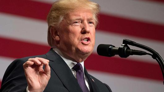 President Donald Trump speaks about his administration's National Security Strategy at the Ronald Reagan Building and International Trade Center in Washington, DC, December 18, 2017.