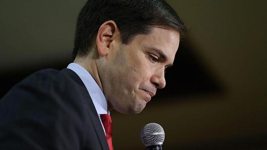 Republican presidential candidate U.S. Sen. Marco Rubio (R-FL) speaks during a campaign rally at theTampa Convention Center on March 7, 2016 in Tampa, Florida.