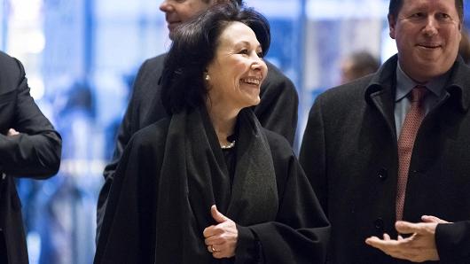 Safra Catz, chief executive officer of Oracle, arrives at Trump Tower in New York, on Wednesday, Dec. 14, 2016.