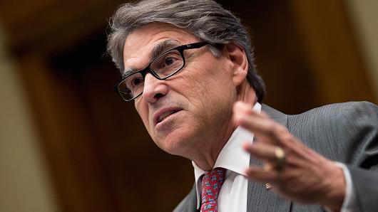 Secretary of Energy Rick Perry testifies during a House Energy and Commerce Committee hearing on Capitol Hill, October 12, 2017 in Washington, DC.