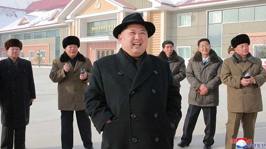 North Korea's leader Kim Jong Un is seen during the inspection of a potato flour factory in this undated photo released by North Korea's Korean Central News Agency (KCNA) in Pyongyang December 6, 2017.