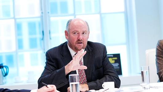 Richard Cousins, chief executive officer of Compass Group Plc, gestures during an interview in London, U.K., on Wednesday, Oct. 1, 2014. The U.K. economy grew faster than estimated in the second quarter, extending a recovery from a recession that was not as severe as previously thought.