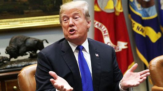 President Donald Trump speaks during a meeting in the Roosevelt Room of the White House January 4, 2018 in Washington, DC.