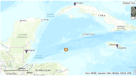 Location of the 7.8 magnitude earthquake that struck the Caribbean on Jan 9, 2018