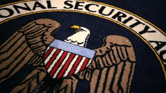 The logo of the US National Security Agency at the agency's installation on January 25, 2006.