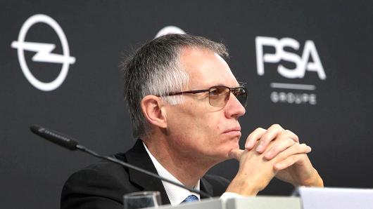 Carlos Tavares, CEO of PSA Groupe at a press conference in Germany on November 9, 2017.
