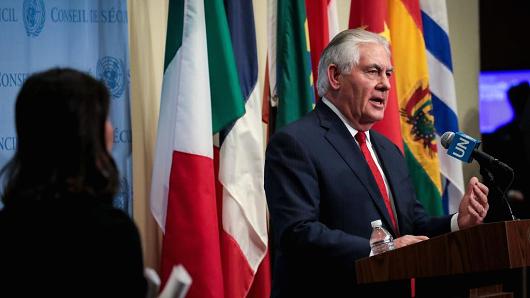 US Secretary of State Rex Tillerson attends UN Security Council meeting concerning North Korea's nuclear ambitions on December 15, 2017.