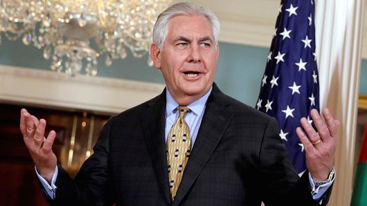 Secretary of State Rex Tillerson answers a question at the State Department in Washington, January 18, 2018.