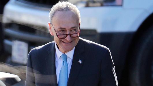 Senate Minority Leader Chuck Schumer of N.Y. walks to his vehicle following his meeting with President Donald Trump at the White House in Washington, Friday, Jan. 19, 2018.