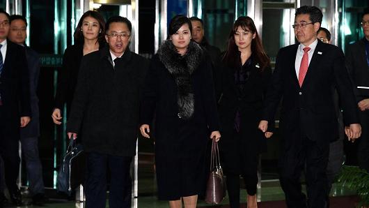 North Korean delegation arrives at customs after inspecting venues for the 2018 Winter Olympics on January 22, 2018.