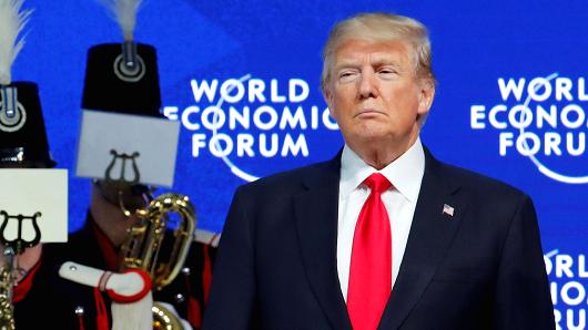 President Donald Trump is seen before his speech during the World Economic Forum (WEF) annual meeting in Davos, Switzerland January 26, 2018.
