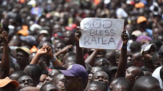 Supporters attend the 'people's president' swearing-in ceremony of Kenya's opposition National Super Alliance (NASA) coalition leader Raila Odinga on January 30, 2018, in Nairobi.