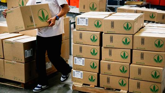 Products are prepared for shipment at the Herbalife Los Angeles distribution center in Carson, California.