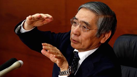 Bank of Japan (BOJ) Governor Haruhiko Kuroda gestures during a news conference at the BOJ headquarters in Tokyo, Japan November 1, 2016.