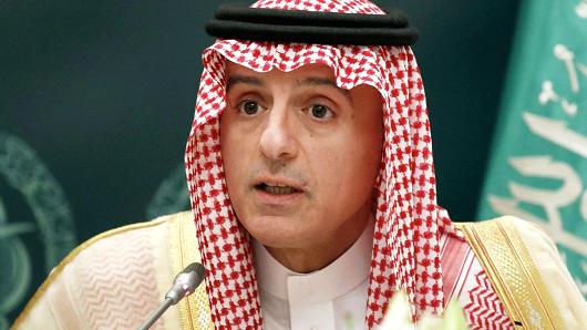 Saudi Foreign Minister Adel al-Jubeir attends a press conference with US Secretary of State in Riyadh on October 22, 2017.
