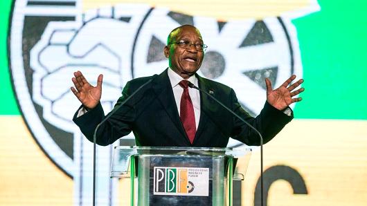 South African President Jacob Zuma speaks in Johannesburg, South Africa, on December 15, 2017, on the eve of the ANC's 54th National Conference.