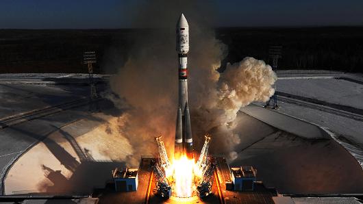 A Soyuz 2.1a rocket booster launches from Russia's Vostochny Cosmodrome. The Soyuz 2.1.a was set to deliver Russian Kanopus-V No3 and No4 remote sensing satellites and 9 small satellites to orbit.
