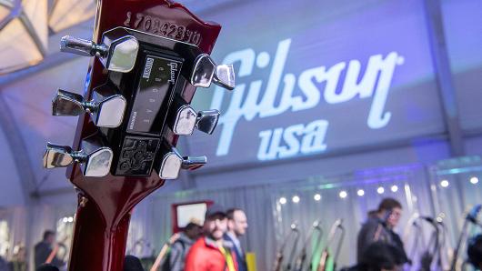 The Gibson Brands Inc. G Force Automatic Tuning System is seen on a Gibson Les Paul guitar at the 2017 Consumer Electronics Show (CES) in Las Vegas.