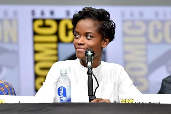 Actor Letitia Wright who plays 'Shuri' from Marvel Studios' "Black Panther" at the San Diego Comic-Con International 2017 Marvel Studios Panel in 2017.