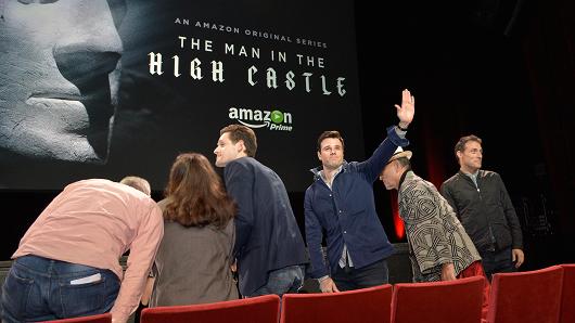 Executive producers Isa Dick Hackett, David W. Zucker, actors Alexa Davalos, Luke Kleintank, Rupert Evans, Cary-Hiroyuki Tagawa and Rufus Sewell attend Amazon Original Series 'The Man In The High Castle' Special Screening Event And Q&A on July 10, 2015 in San Diego, California.