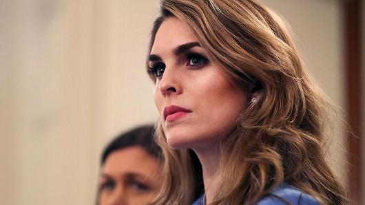 White House Communications Director Hope Hicks attends a listening session hosted by U.S. President Donald Trump with student survivors of school shootings, their parents and teachers in the State Dining Room at the White House February 21, 2018 in Washington, DC.