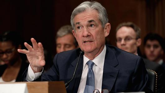 Federal Reserve Board Chairman Jerome Powell testifies before a Senate Banking Housing and Urban Affairs Committee hearing on the The Semiannual Monetary Policy Report to the Congress, on Capitol Hill in Washington, U.S., March 1, 2018.