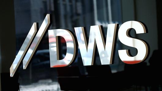 The new logo of Deutsche Bank's DWS Asset Management is pictured at their headquarters in Frankfurt, Germany, March 19, 2018.