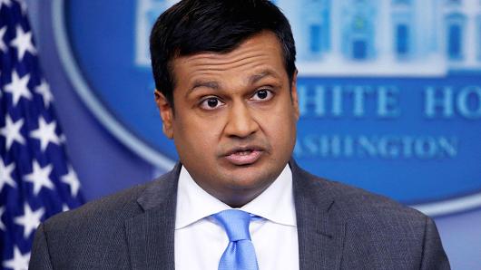 Principal Deputy Press Secretary Raj Shah holds the daily press briefing at the White House in Washington, March 26, 2018.