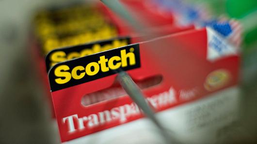 3M's Scotch brand tape on display for sale at a supermarket in Princeton, Illinois.