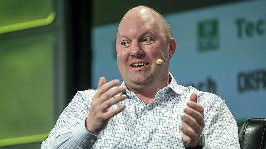 Marc Andreessen, co-founder and general partner of Andreessen Horowitz, speaks during the TechCrunch Disrupt San Francisco 2016 Summit in San Francisco, California, U.S., on Tuesday, Sept. 13, 2016.