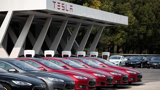 Tesla car dealership in Shanghai taken on March 17, 2015.