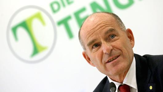 Picture taken on July 7, 2016 shows Karl-Erivan Haub, billionaire chief of Germany's sprawling Tengelmann retail group, during a press conference in Muelheim an der Ruhr, western Germany. Haub has gone missing while skiing in the Swiss Alps, the Tengelmann company said on April 11, 2018, although searchers have not given up hope of finding him.