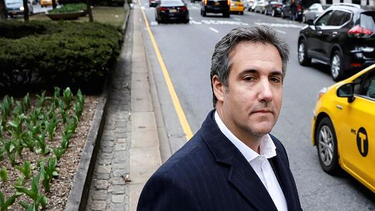 President Donald Trump's personal lawyer Michael Cohen exits a hotel in New York City, April 11, 2018.