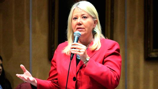 In this April 6, 2017, file photo, Arizona state Sen. Debbie Lesko speaks in the Senate chambers in Phoenix.