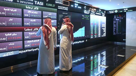 The Saudi Stock Exchange, also known as the Tadawul All Share Index, in Riyadh, Saudi Arabia