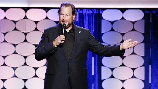 Marc Benioff, CEO of Salesforce, speaks at the GLAAD Gala at Metreon on September 8, 2016 in San Francisco, California.