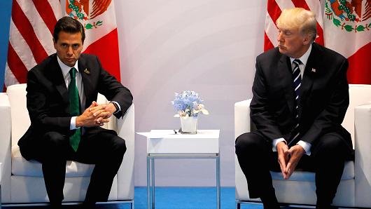 President Donald Trump meets Mexico's President Enrique Pena Nieto during the their bilateral meeting at the G20 summit in Hamburg, Germany July 7, 2017.