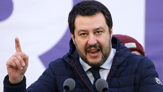 Italian Northern League leader Matteo Salvini speaks during a political rally in Milan, Italy February 24, 2018.