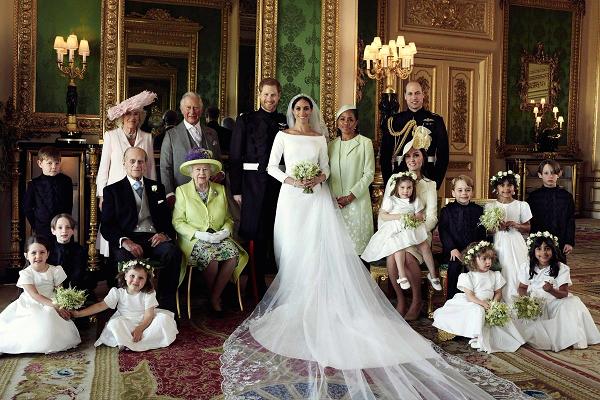 The official wedding family photo of the royal family from the wedding of Prince Harry and Duchess of Sussex, Meghan Markle.