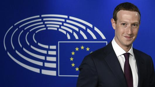 Facebook CEO Mark Zuckerberg arrives at the European Parliament on May 22, 2018.